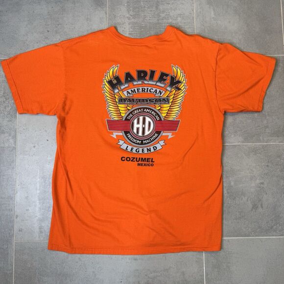 Harley-Davidson Cozumel Mexico Orange T-Shirt Men's XL Tee - Picture 1 of 7